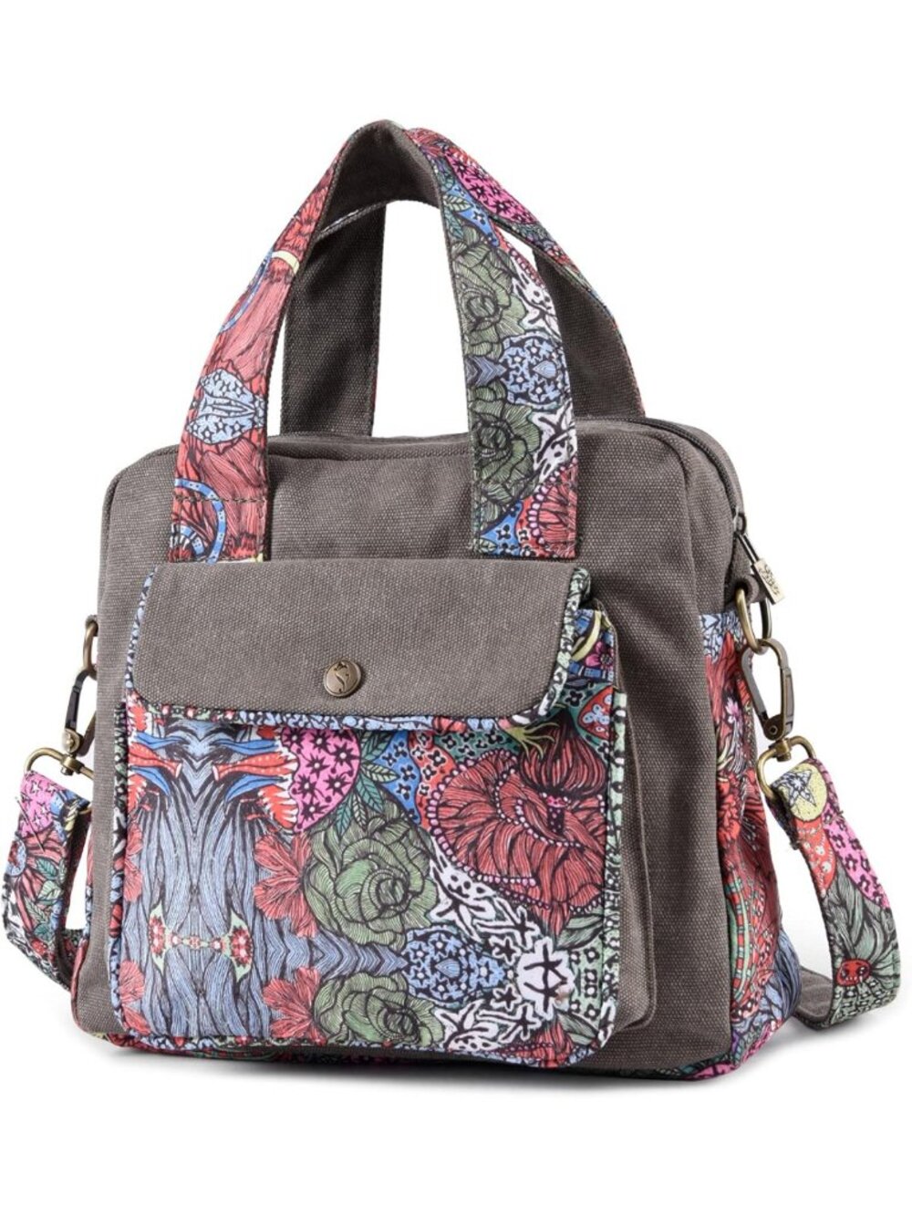 Boho Black Floral Canvas Crossbody Purse for Women | Stylish Shoulder Bag